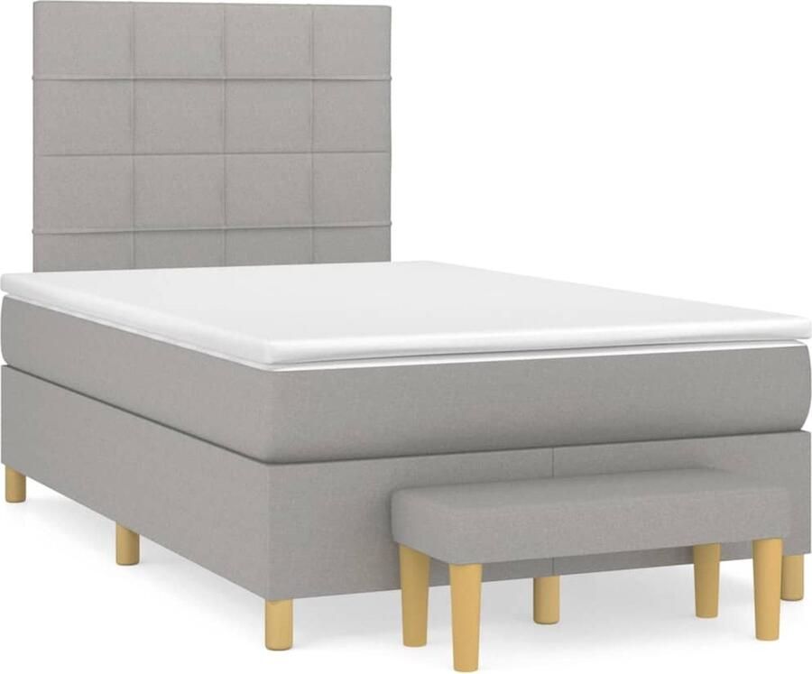 Vida XL Boxspring met matras stof lichtgrijs 120x200 cm SKU: V3136821 - Foto 3