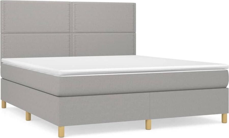 VidaXL Boxspring Lichtgrijs 160x200 cm Inclusief Matras Boxspringbed Boxspring Slaapkamerinrichting Tweepersoonsbed Grijs Bed Pocketed Spring Mattress Adjustable Headboard Medium Firm Mattress - Foto 2