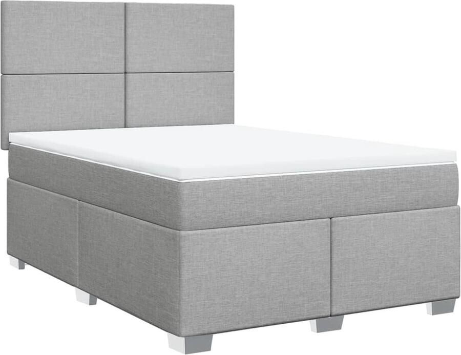 Vida XL Boxspring met matras stof lichtgrijs 160x200 cm SKU: V3144530 - Foto 2