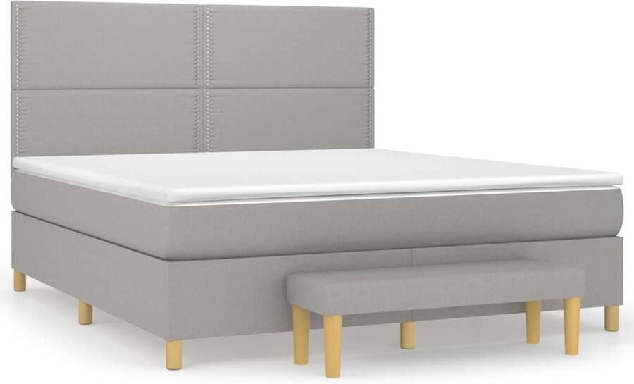 Vida XL Boxspring met matras stof lichtgrijs 160x200 cm SKU: V3144530 - Foto 3