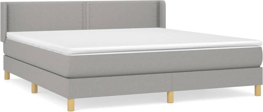 VidaXL Boxspring Lichtgrijs 160x200 cm Inclusief Matras Boxspringbed Slaapcomfort Pocketveermatras Grijs Bed Tweepersoonsbed Hoofdbord Adjustable Headboard - Foto 2