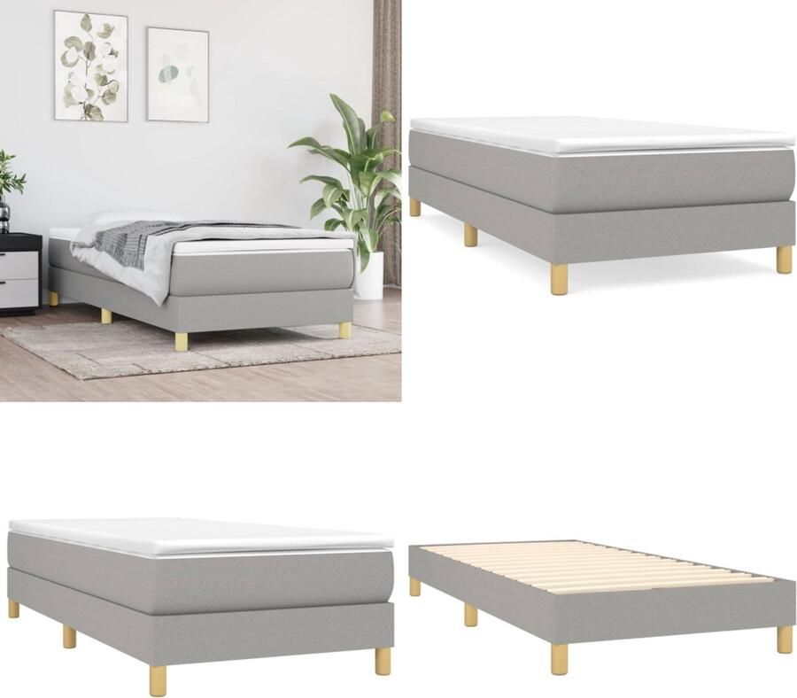 VidaXL Bedframe zonder matras 90x200 cm stof lichtgrijs Bedframe Bedframes Slaapmeubel Bedbodem