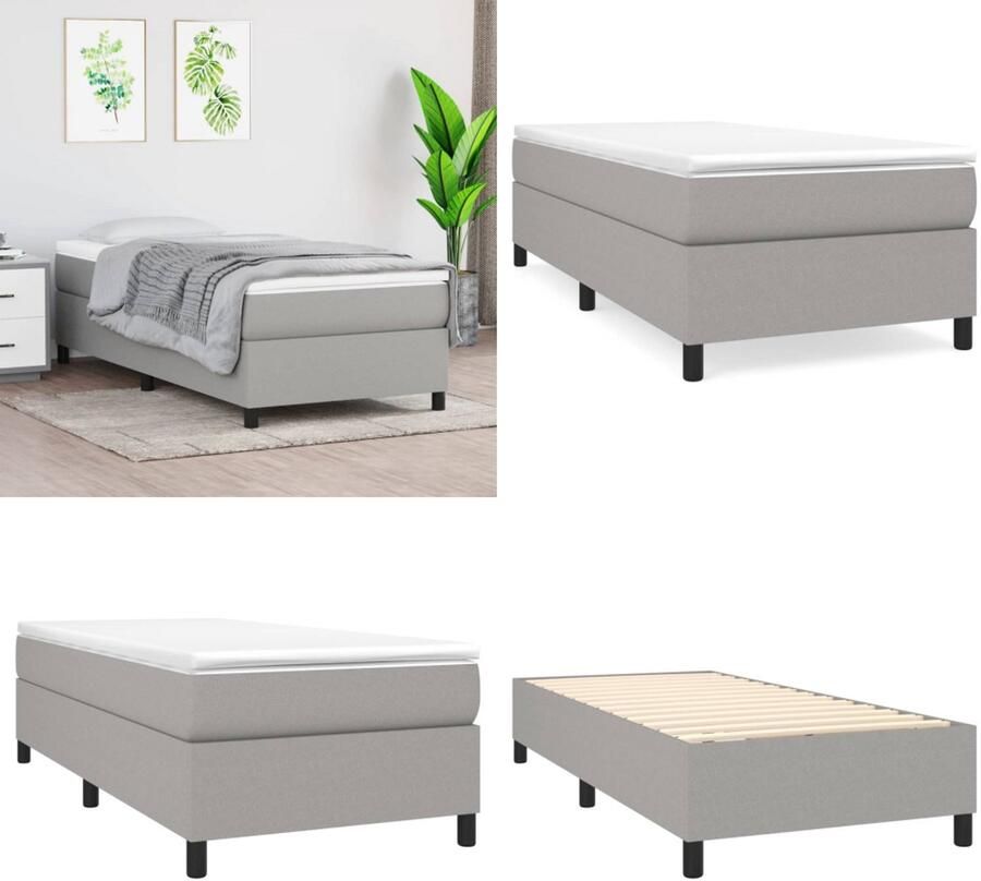 Vida XL Boxspring met matras stof lichtgrijs 80x200 cm SKU: V3144375 - Foto 3