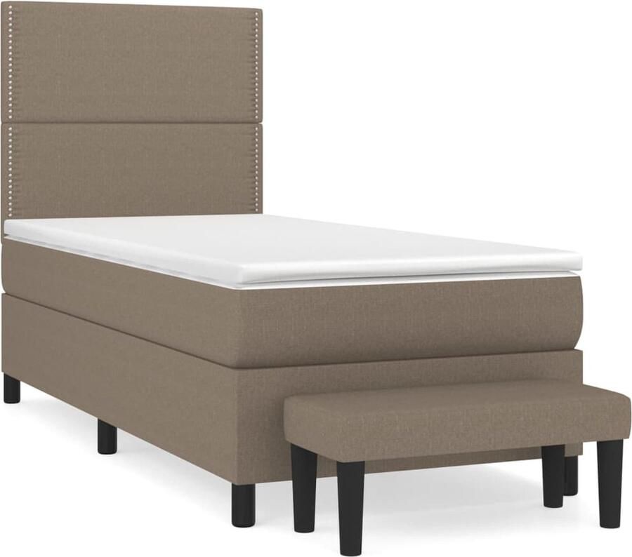 Vida XL Boxspring met matras stof taupe 90x200 cm SKU: V3144494 - Foto 5
