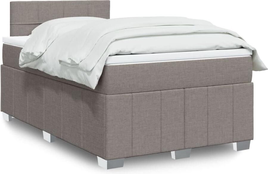 VidaXL Boxspring met matras Stof Taupe 120x200 cm