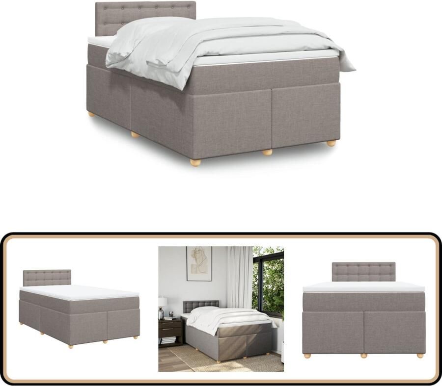 VidaXL Boxspring met matras stof taupe 120x200 cm