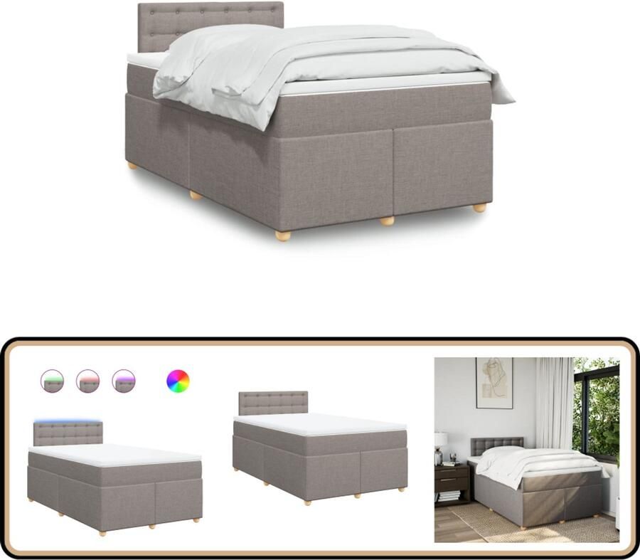 VidaXL Boxspring met matras stof taupe 120x200 cm