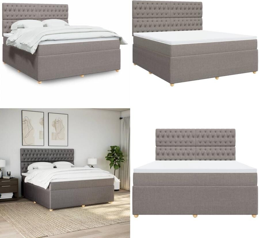 VidaXL Boxspring met matras stof taupe 180x200 cm Boxspringbed Boxspringbedden Boxspring Bed