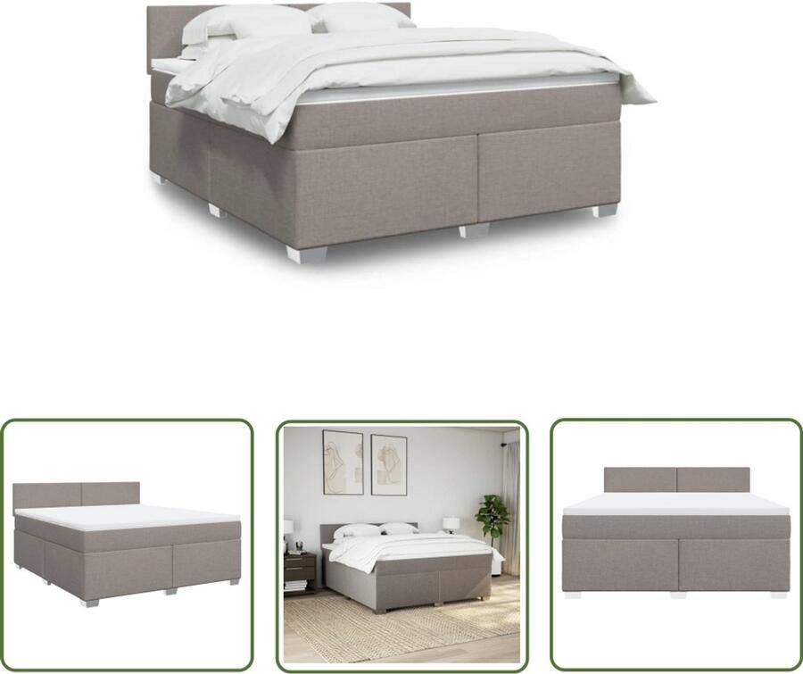 VidaXL Boxspring met matras stof taupe 180x200 cm Dynamo Meter Sleutelset Gereedschap Draad Snijden Spanner Set