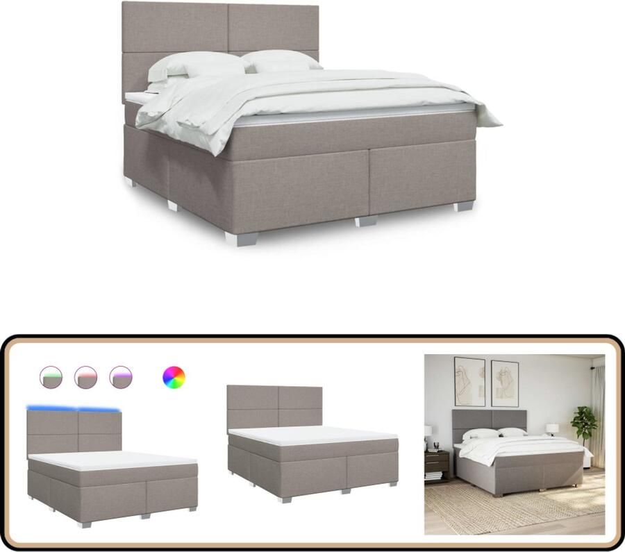 VidaXL Boxspring met matras stof taupe 180x200 cm