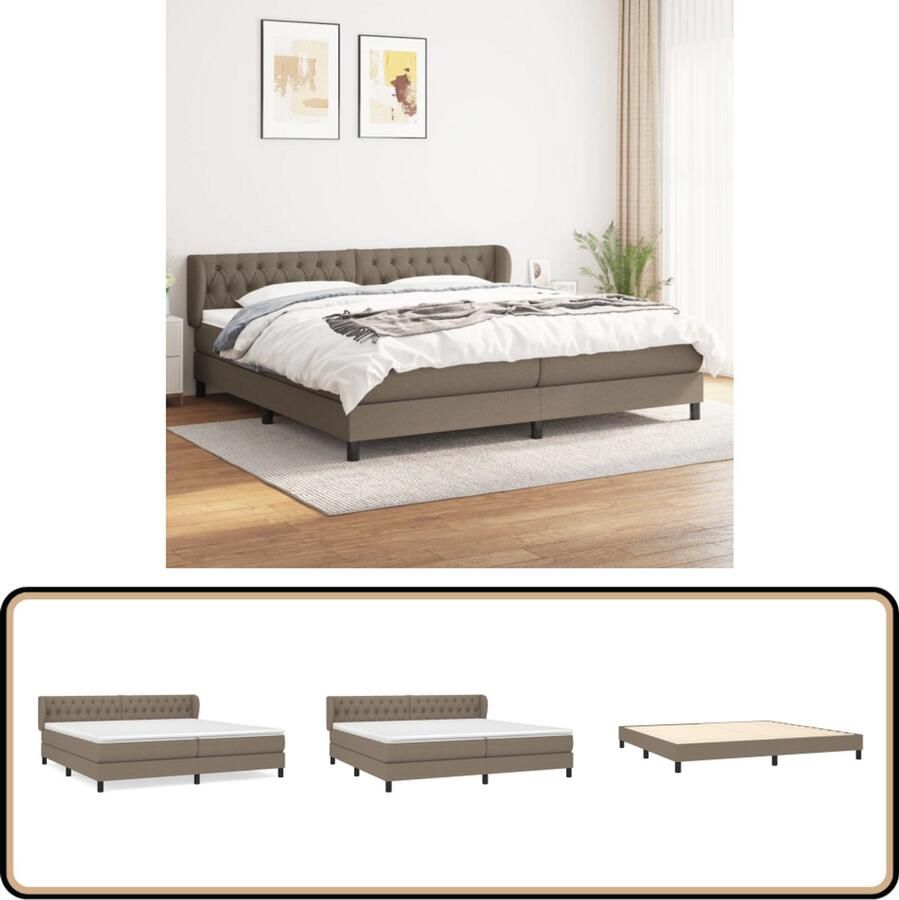 VidaXL Boxspring met Matras Stof Taupe 200x200 cm Boxspringbed Boxspring Slaapkamerinrichting Tweepersoonsbed Stapelbare Bedden Houten Bed Frame Tapijtkleur Taupe Lederlook