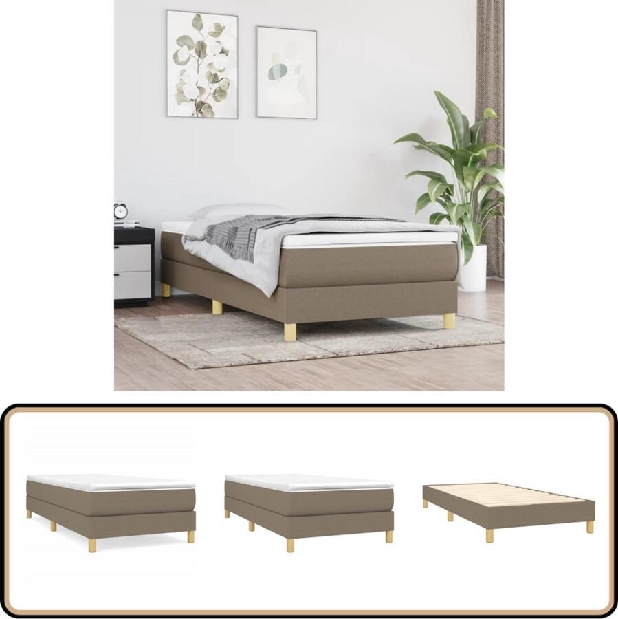 VidaXL Boxspring met matras Stof Taupe 80x200 cm Boxspringbed Boxsprings Slaapkamer Meubels Tweepersoonsbed Pocketvering
