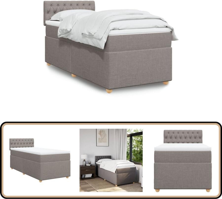 VidaXL Boxspring met matras stof taupe 80x200 cm
