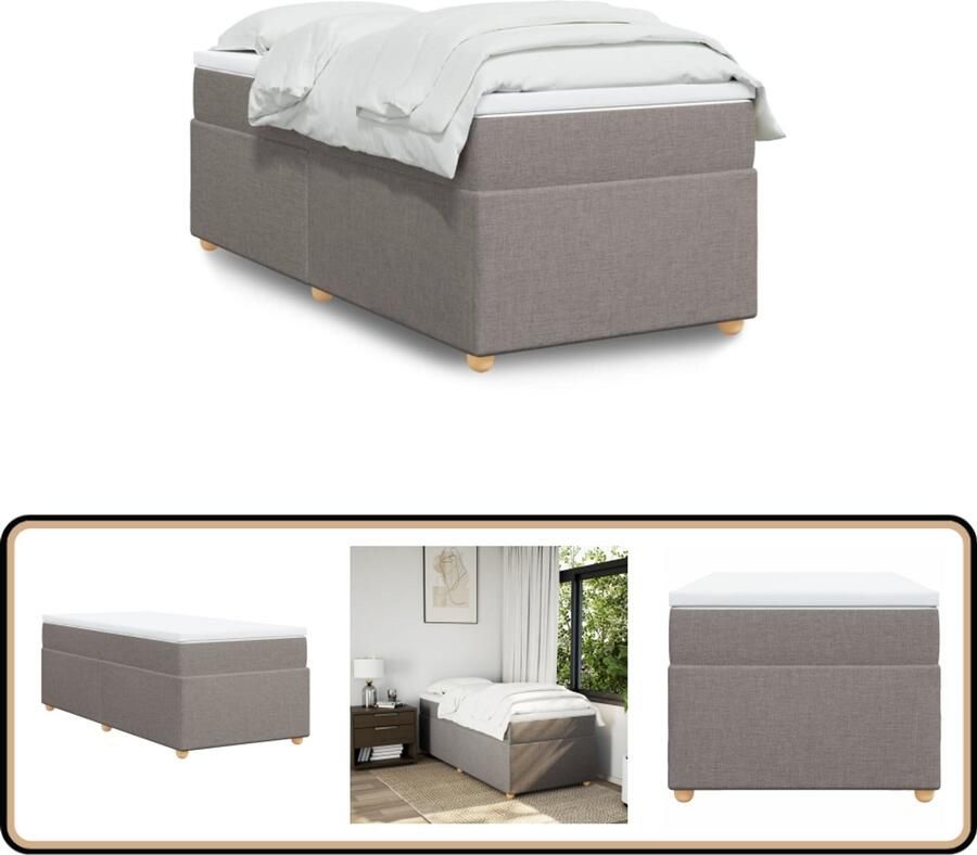 VidaXL Boxspring met matras stof taupe 80x200 cm