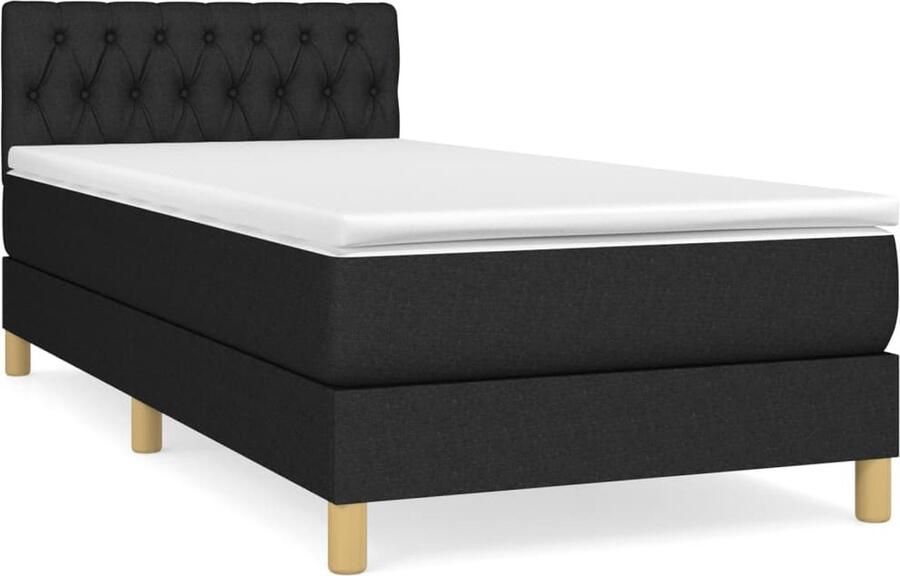 Vida XL Boxspring met matras stof zwart 90x200 cm SKU: V3140587 - Foto 3