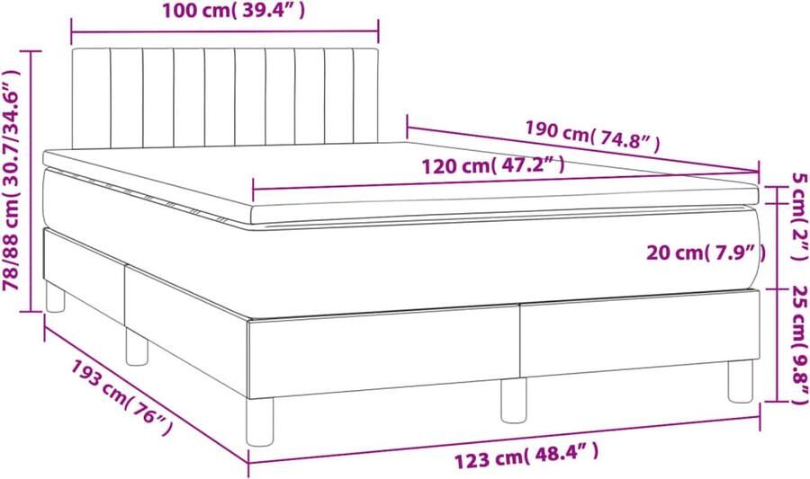 Vida XL Boxspring met matras stof zwart 120x190 cm SKU: V3269732 - Foto 2
