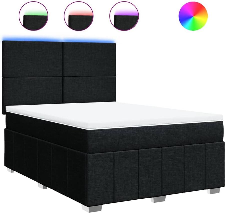 Vida XL Boxspring met matras stof zwart 160x200 cm SKU: V3144532 - Foto 5