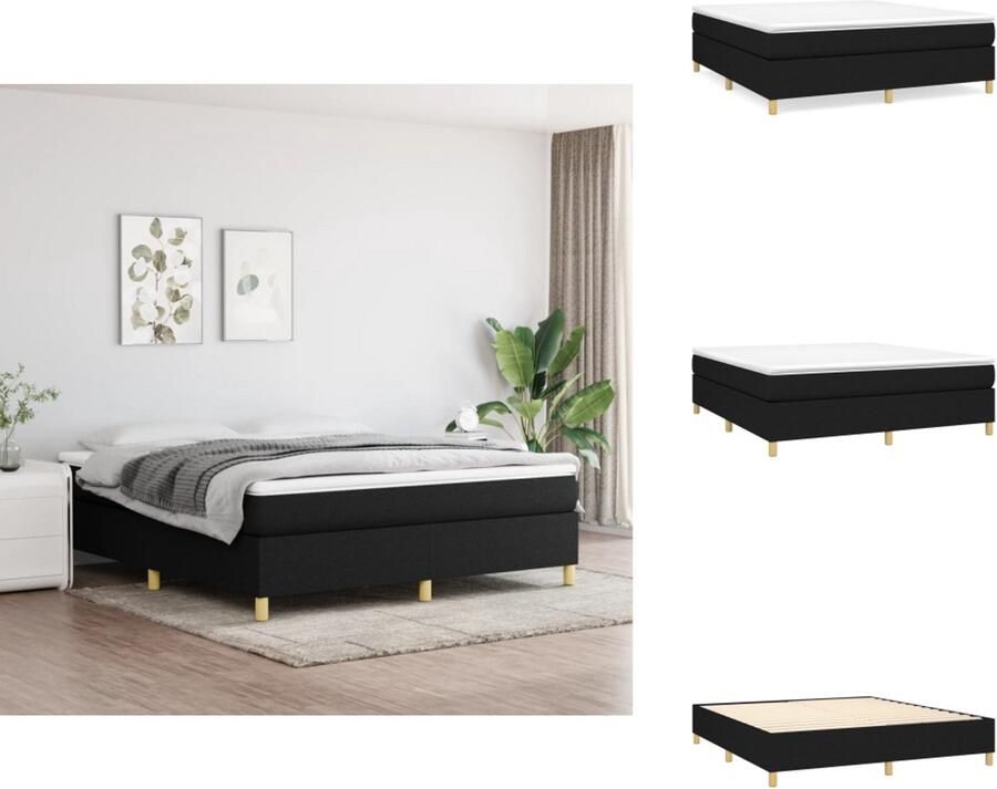 Vida XL Boxspring met matras stof zwart 160x200 cm SKU: V3144433 - Foto 2