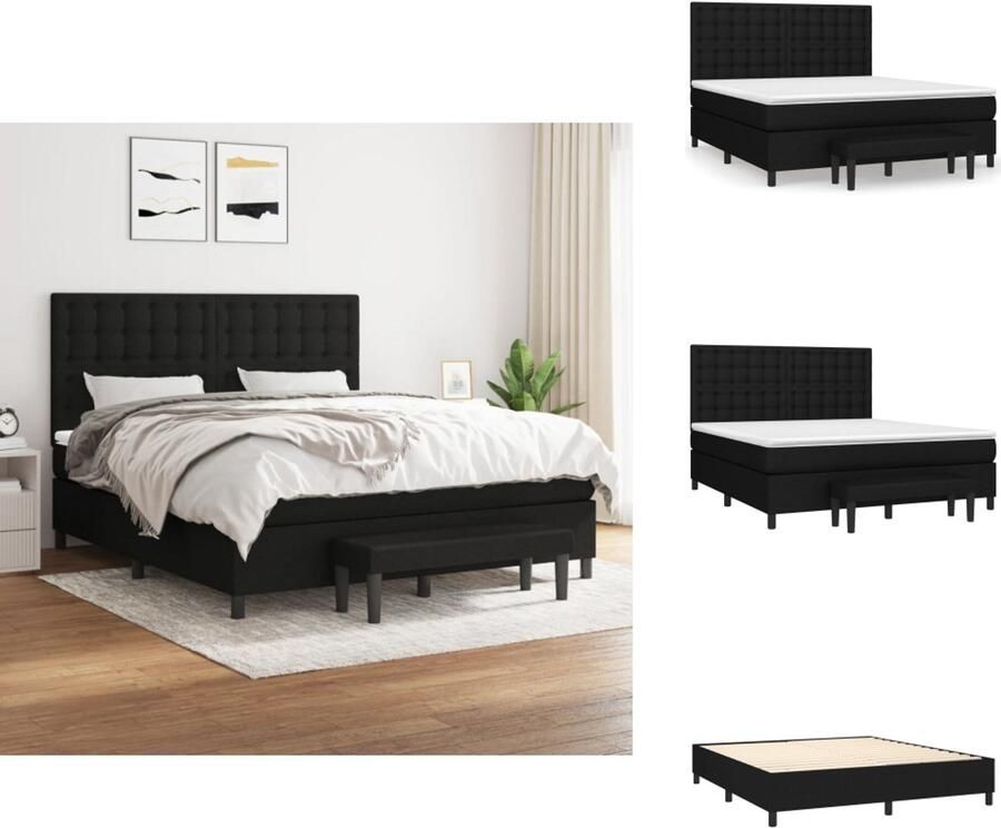 Vida XL Boxspring met matras stof zwart 160x200 cm SKU: V3144532 - Foto 6