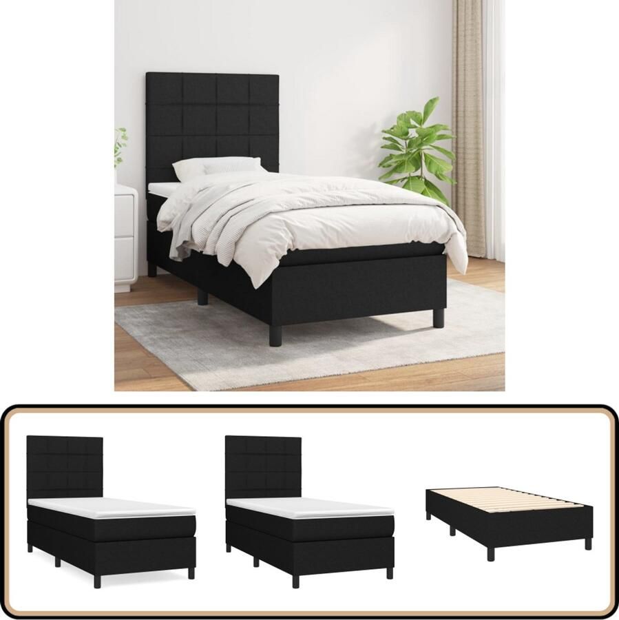 VidaXL Boxspring Inclusief Matras Zwart 80x200 cm Boxspringbed Boxspring Slaapkamerinrichting Tweepersoonsbed Zitzak