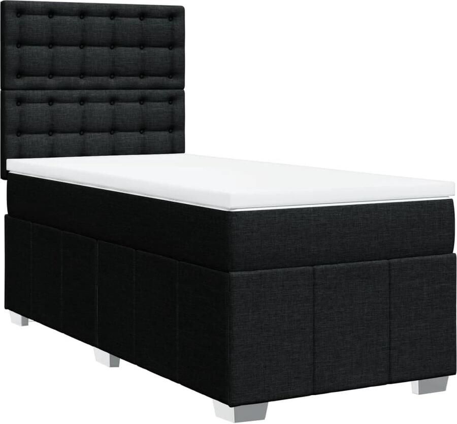 Vida XL Boxspring met matras stof zwart 90x190 cm SKU: V3144484 - Foto 2