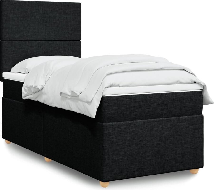Vida XL Boxspring met matras stof zwart 90x190 cm SKU: V3144484 - Foto 3
