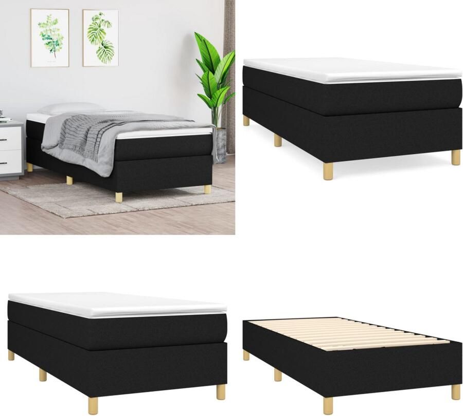 Vida XL Boxspring met matras stof zwart 90x190 cm SKU: V3144385 - Foto 2