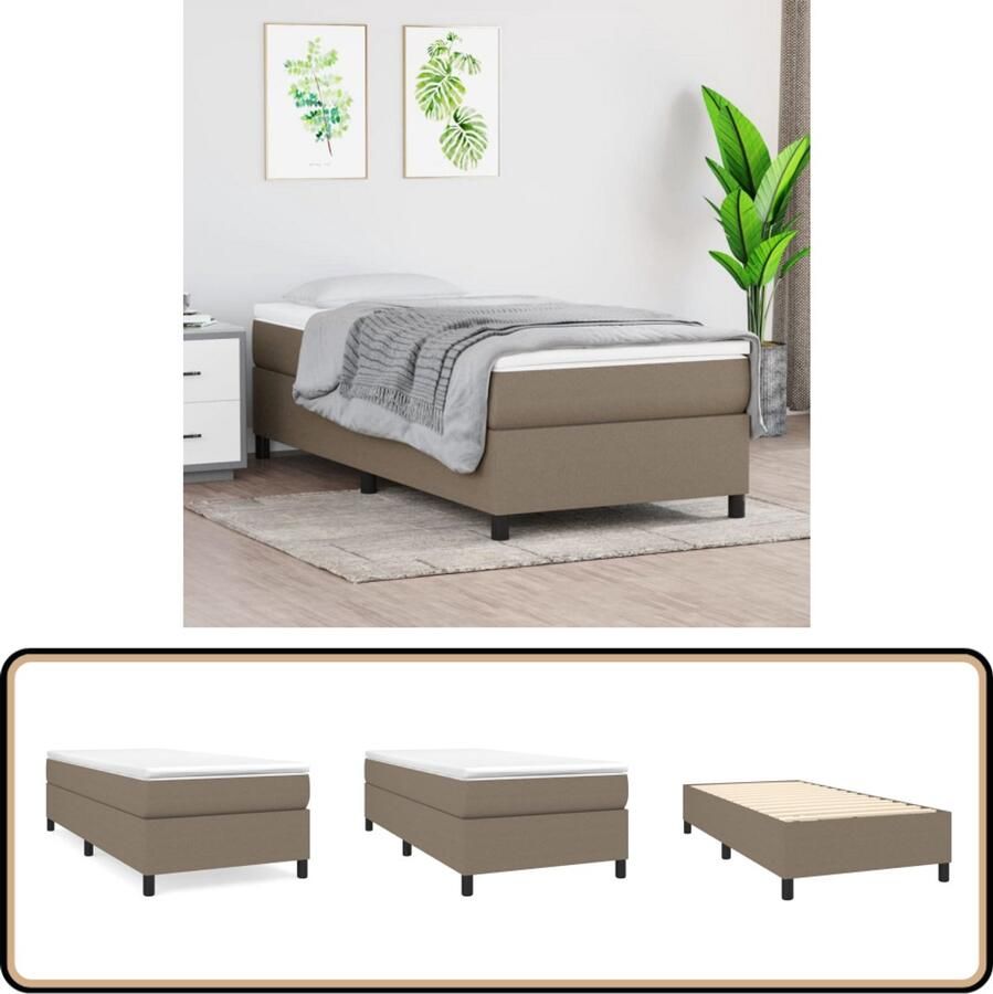 VidaXL Boxspring met matras Taupe 100x200 cm Boxspringbed Boxsprings Slaapkamerinrichting Tweepersoonsbed Taupeche Bed