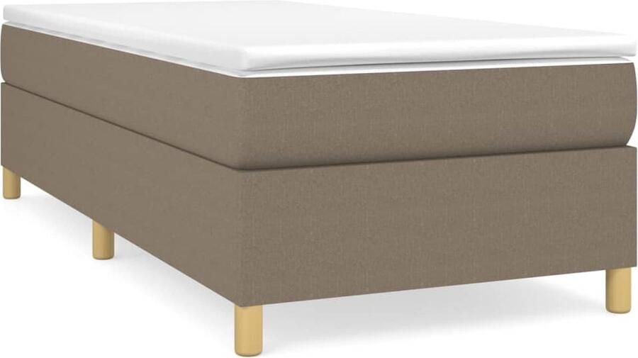 VidaXL Boxspring met matras Taupe 100x200 cm Boxspringbed Pocketvering Matras Middelhard Taupe Slaapkamer Meubilair Bed Frame Hoofdkussen - Foto 2