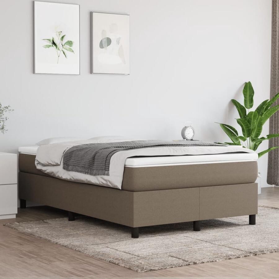 VidaXL Boxspring Met Matras Taupe 120x200 cm Boxspringbed Boxspring Slaapkamerinrichting Tweepersoonsbed Bed Frame Taupecolor Matras Topper - Foto 2