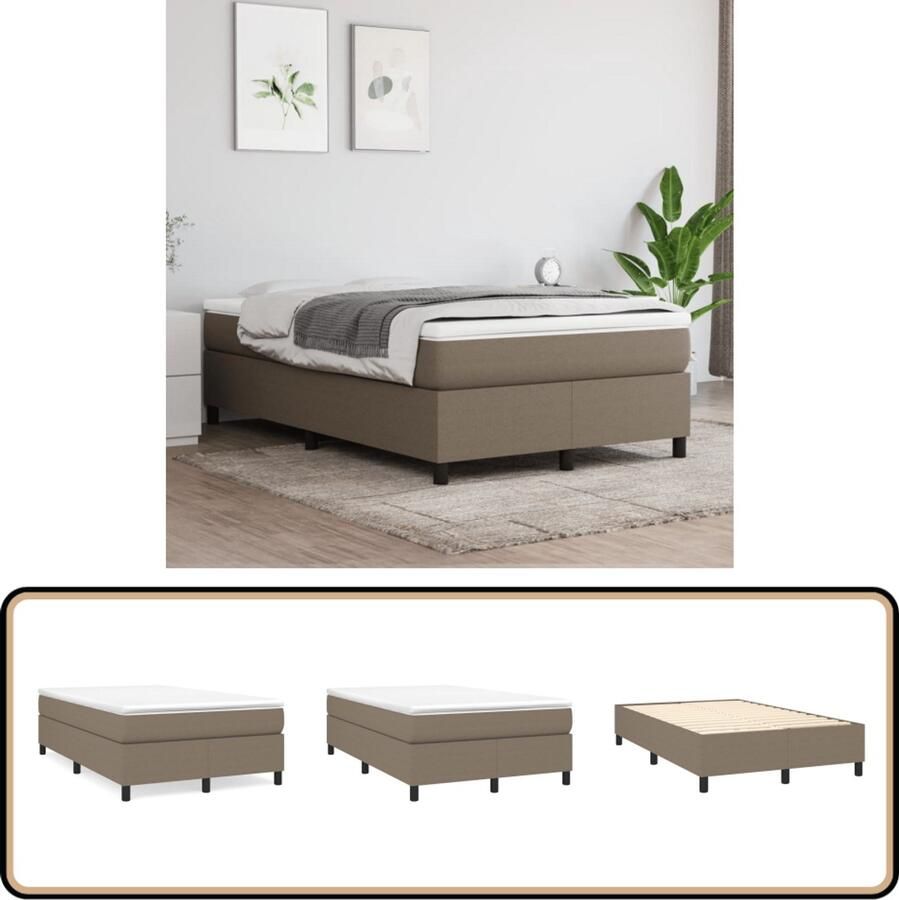 VidaXL Boxspring Met Matras Taupe 120x200 cm Boxspringbed Boxspring Slaapkamerinrichting Tweepersoonsbed Bed Frame Taupecolor Matras Topper
