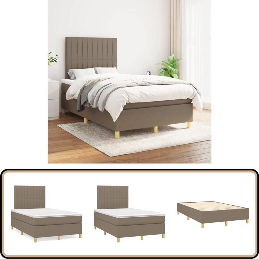 VidaXL Boxspring met Matras Taupe 120x200 cm Boxspringbed Pocketvering Slaapcomfort Hoofdboard Duurzaam Taupe Maat 120x200