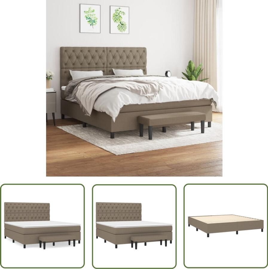 VidaXL Boxspring met Matras Taupe 160x200 cm Boxspringbed Boxspring Slaapkamerinrichting Tweepersoonsbed Taupecouleur