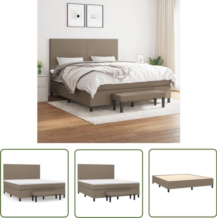 VidaXL Boxspring met matras Taupe 160x200 cm Boxspringbed Boxspring Slaapkamerinrichting Tweepersoonsbed Taupecouture