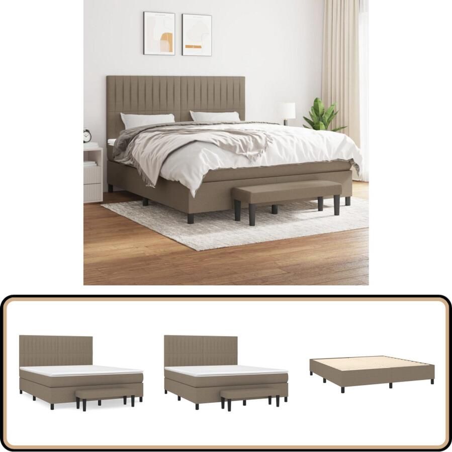 VidaXL Boxspring met Matras Taupe 160x200 cm Boxspringbed Boxspring Tweepersoonsbed Bed Frame Taupecolor