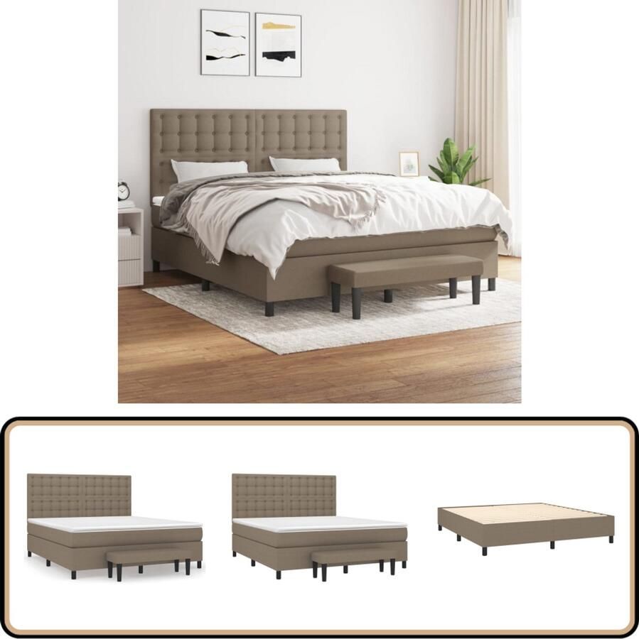 VidaXL Boxspring met matras Taupe 160x200 cm Boxspringbed Boxsprings Slaapkamerinrichting Tweepersoonsbed Taupecouture