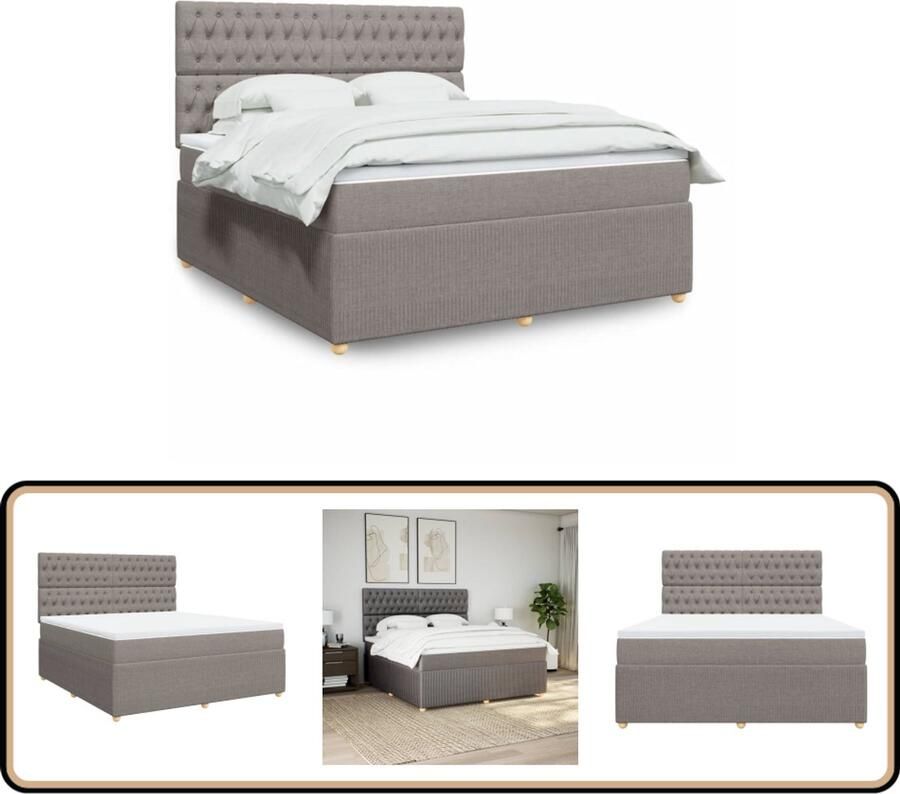 VidaXL Boxspring met matras taupe 180x200 cm Boxspring Tweepersoonsbed Boxspring Bed Slaapcomfort Taupe
