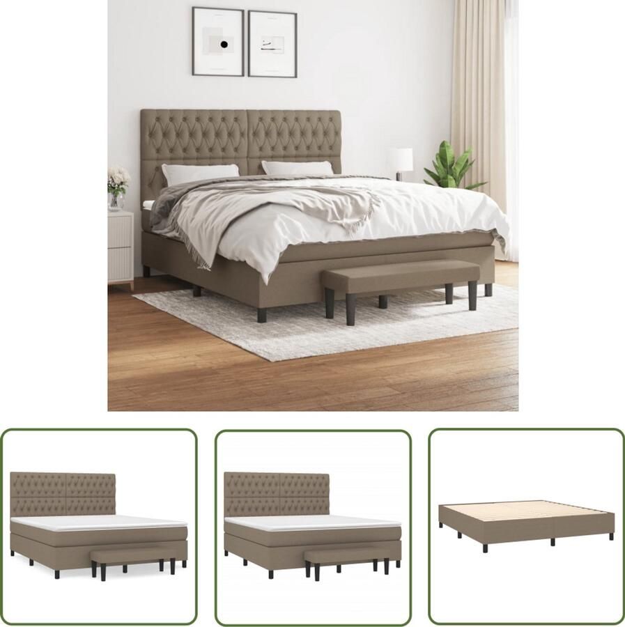 VidaXL Boxspring met matras taupe 180x200 cm Boxspringbed Boxspring Tweepersoonsbed Bed Frame Taupecouleur