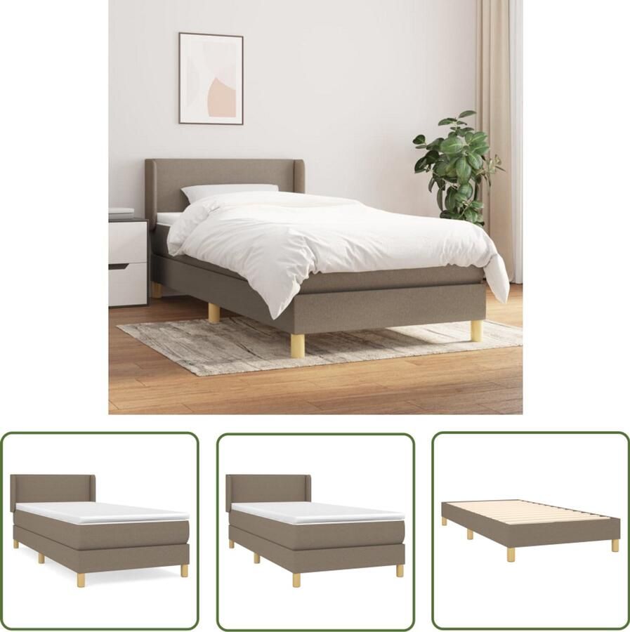 VidaXL Boxspring Taupe 90x200 cm Inclusief Matras Boxspring Bed Boxspring Tweepersoons Bed Pocketed Spring Mattress Medium Firm Mattress Taupe Bed Bedroom Furniture