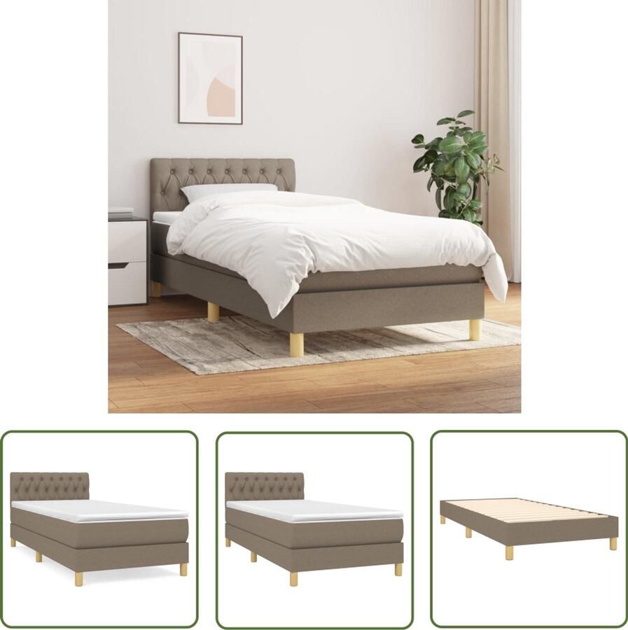 VidaXL Boxspring met matras Taupe 80x200 cm Boxspringbed Boxspring Tweepersoonsbed Bed Frame Pocketed Spring Mattress Taupecolor Bedroom Furniture
