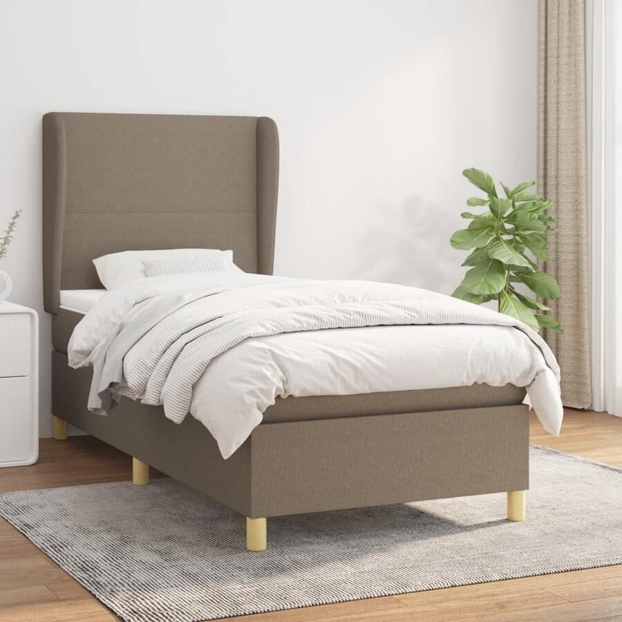 VidaXL Boxspring Taupe Inclusief Matras 90x190 cm Boxspringbed Slaapcomfort Boxspring Tweepersoonsbed Frame Bed Kopen Taupecolor Design Bed Bedroom Decor - Foto 2