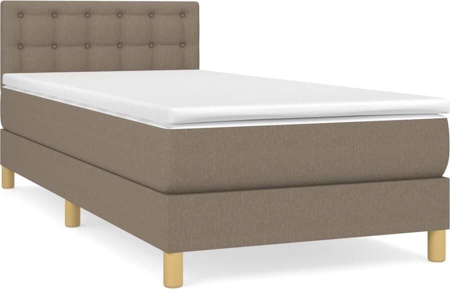VidaXL Boxspring Met matras Taupe 80x200 cm Boxspringbed Boxspring Tweepersoonsbed Stapelbare Bedden Bed Frame Pocketed Spring Mattress Taupeclub - Foto 2