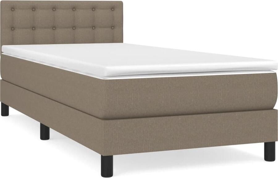 VidaXL Boxspring met matras Taupe 80x200 cm Boxspringbed Pocketveer Matras Tweepersoonsbed Taupe Bed Slaapkamer Meubels Bed Met Hoofdbord Boxspring - Foto 2