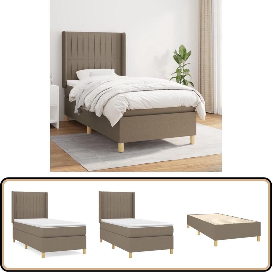 VidaXL Boxspring met matras Taupe 80x200 cm Boxspringbed Pocketvering Tweepersoonsbed Taupecouleur Slaapkamerinrichting Bed Frame Nieuw Bed