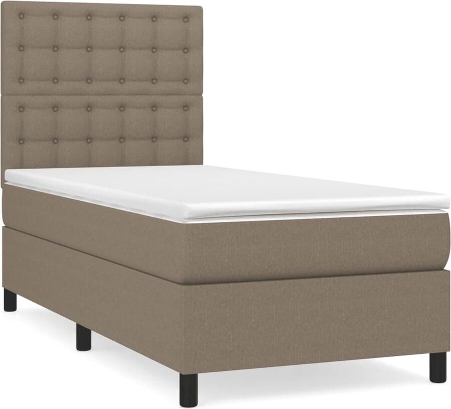 VidaXL Boxspring met Matras Taupe 90x190 cm Boxspring Bed Boxspring Tweepersoonsbed Stapelbed Bed Frame Pocketed Spring Mattress Adjustable Headboard Taupec - Foto 2