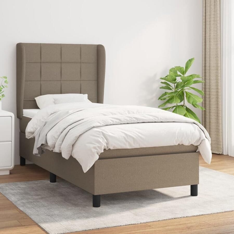 VidaXL Boxspring met matras Taupe 90x190 cm Boxspringbed Pocketveer Matras Middenhard Taupes Kleur Slaapkamer Meubels Tweepersoons Bed Luxe Bed - Foto 2