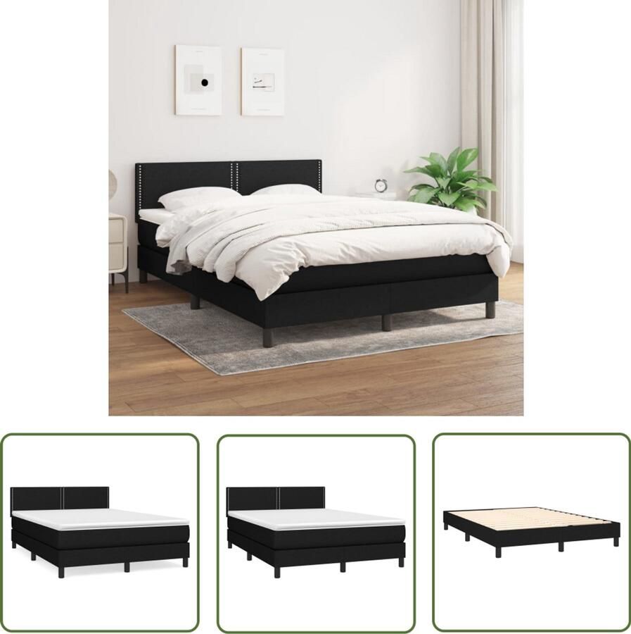 VidaXL Boxspring met matras Zwart 140x190 cm Boxspringbed Slaapcomfort Boxspring Tweepersoonsbed Zitzakken Slaapkamerinrichting Designmeubelen Zwarte Meubels