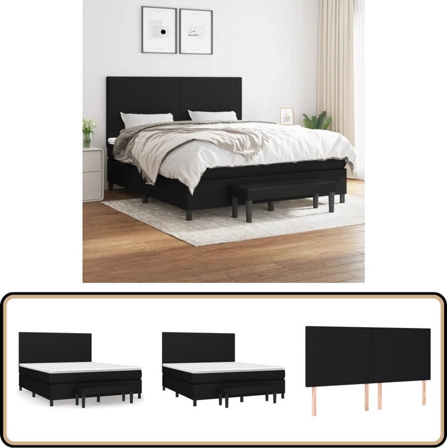 VidaXL Boxspring met Matras Zwart 160x200 cm Boxspring Bed Boxspring Tweepersoonsbed King Size Bed Zware Boxspring Pocketed Spring Mattress Boxspring Frame Bedroom Furniture