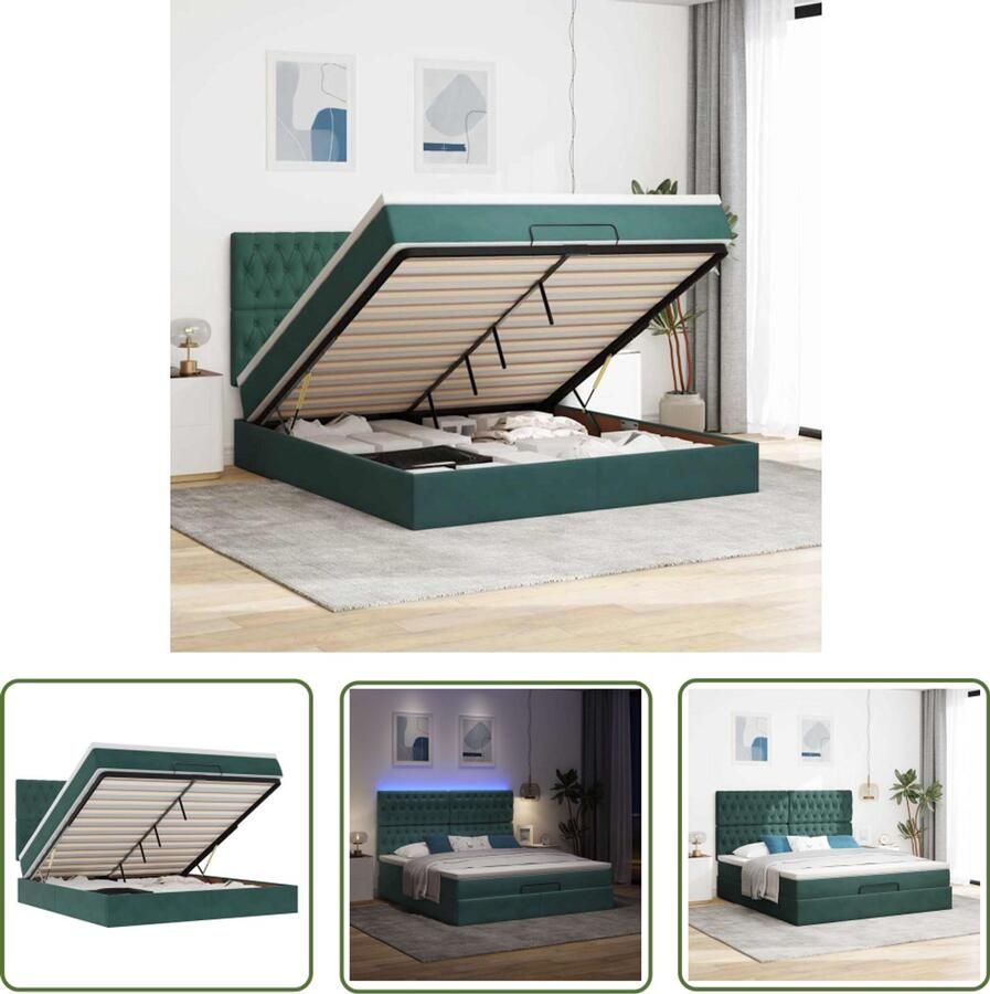 VidaXL Boxspring Ottoman Bed Ottoman bed met matrassen en LED's 180x200cm fluweel Tweepersoonsbed Luxe Bed Velvet Bed