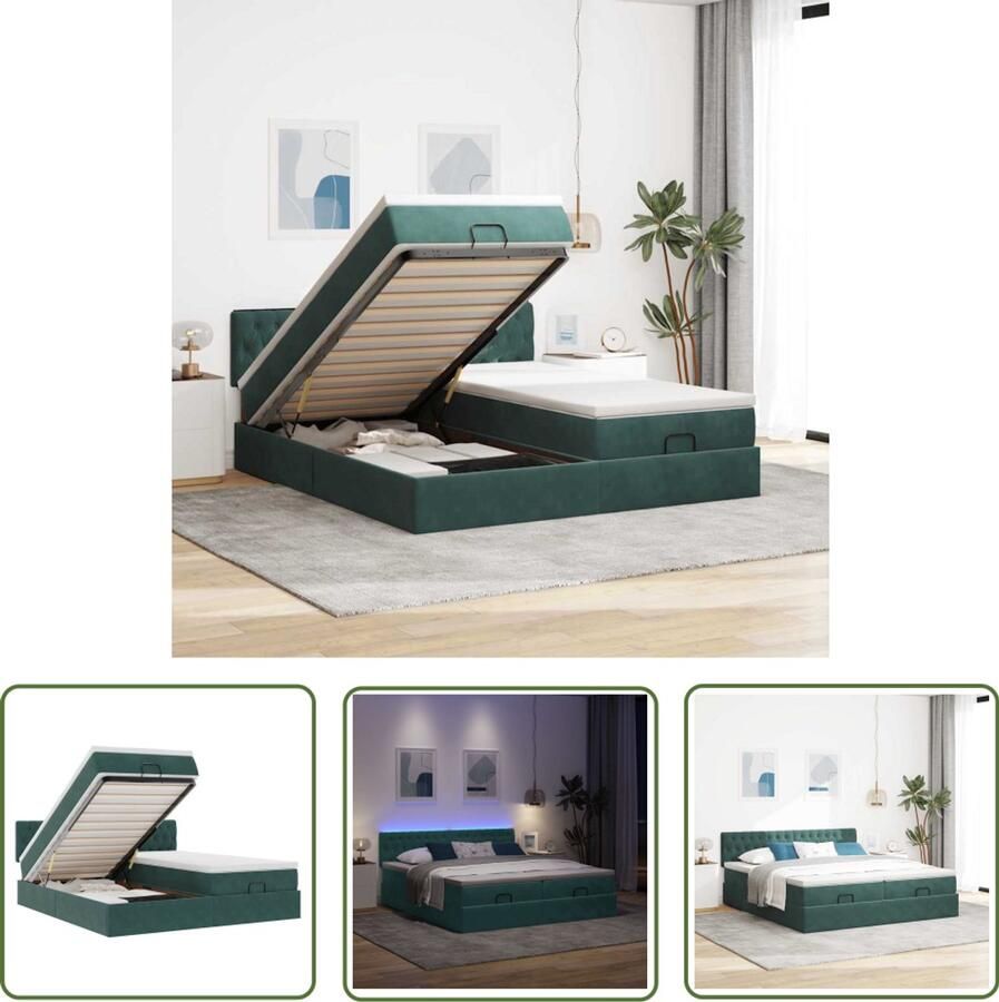 VidaXL Boxspring Ottoman Bed Ottoman bed met matrassen en LED's 180x200cm fluweel Velvet Bed Slaapcomfort Led Verlichting